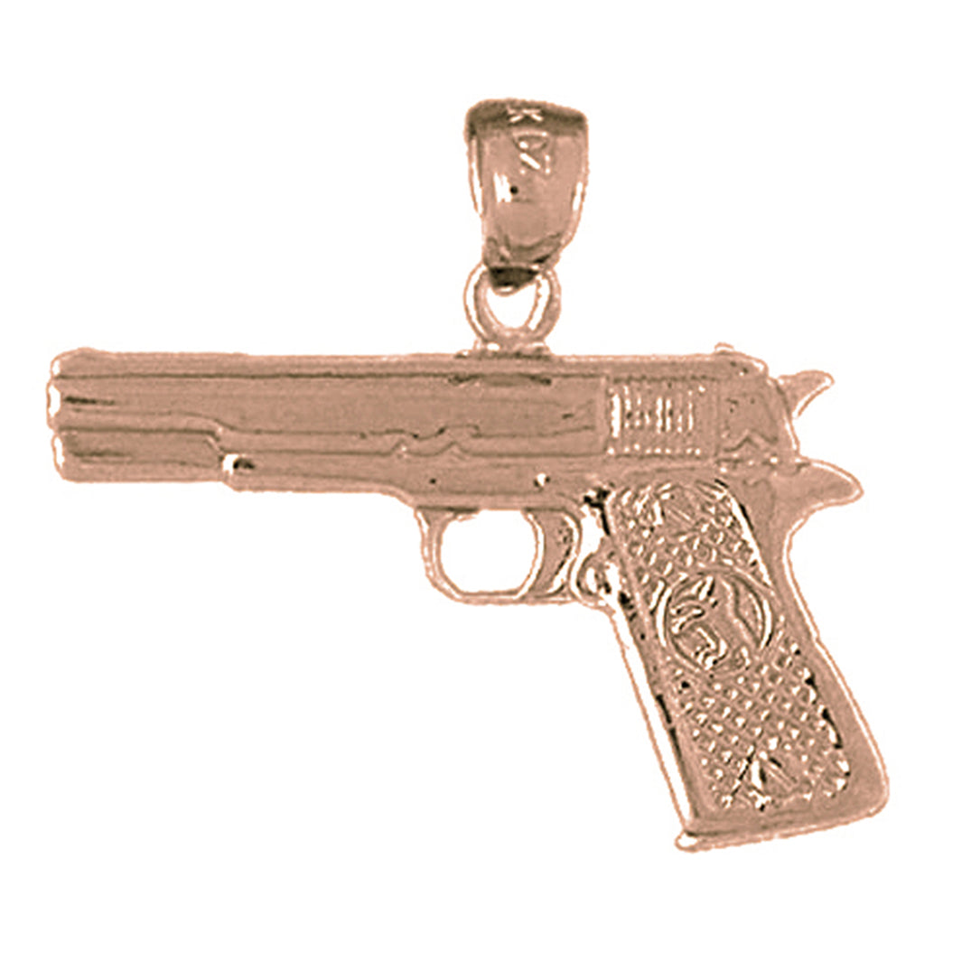 10K, 14K or 18K Gold Handgun Pendant