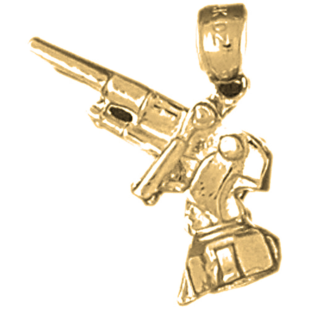10K, 14K or 18K Gold 3D Anti Aircraft Gun Pendant