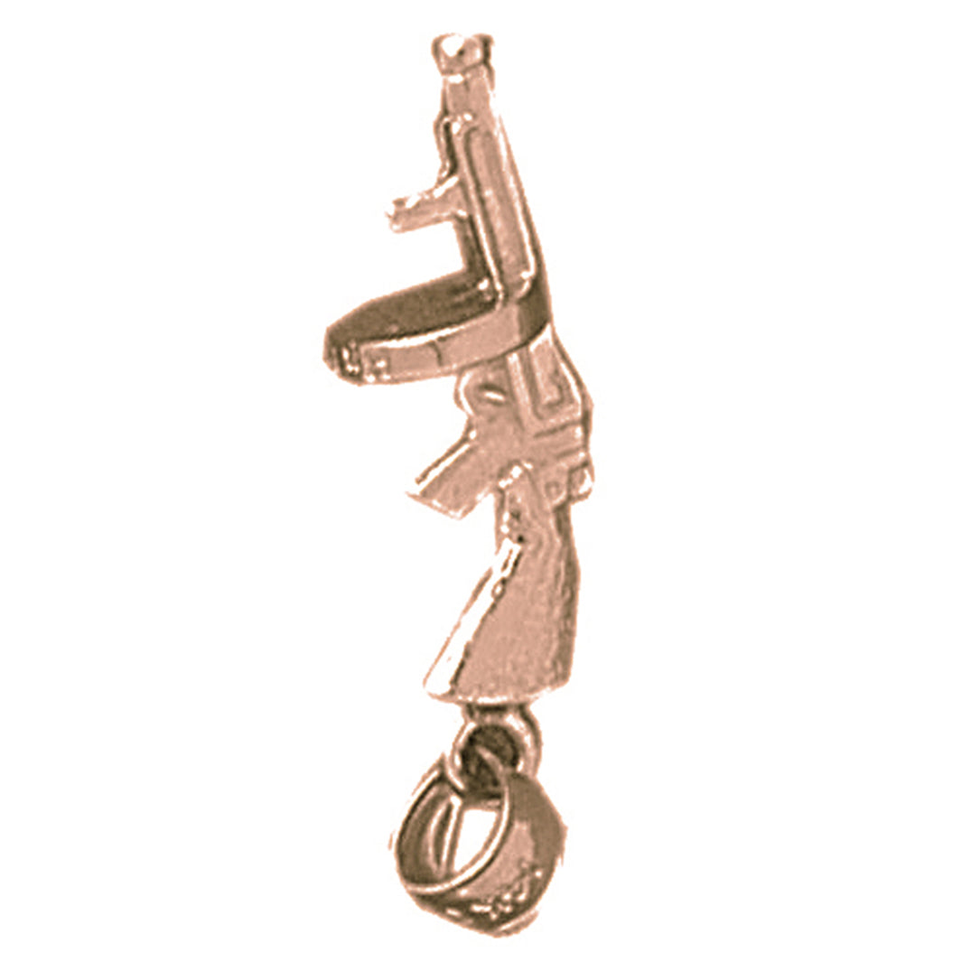 14K or 18K Gold 3D Tommy Gun Pendant