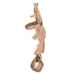 14K or 18K Gold 3D Tommy Gun Pendant