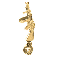 14K or 18K Gold 3D Tommy Gun Pendant