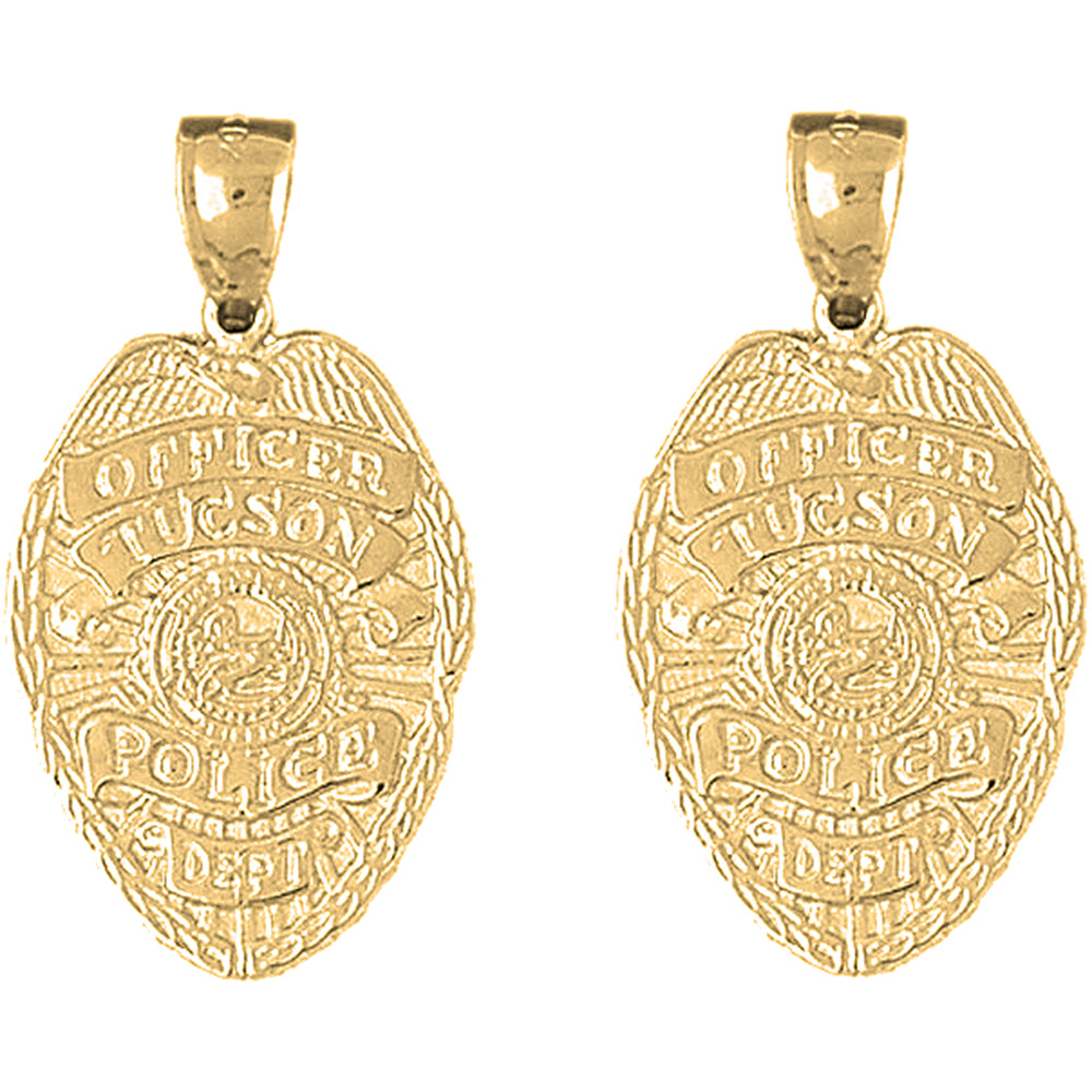 14K or 18K Gold 33mm Tucson Police Earrings