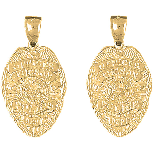 14K or 18K Gold 33mm Tucson Police Earrings