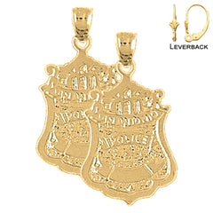 Sterling Silver 26mm San Antonio Police Earrings (White or Yellow Gold Plated)