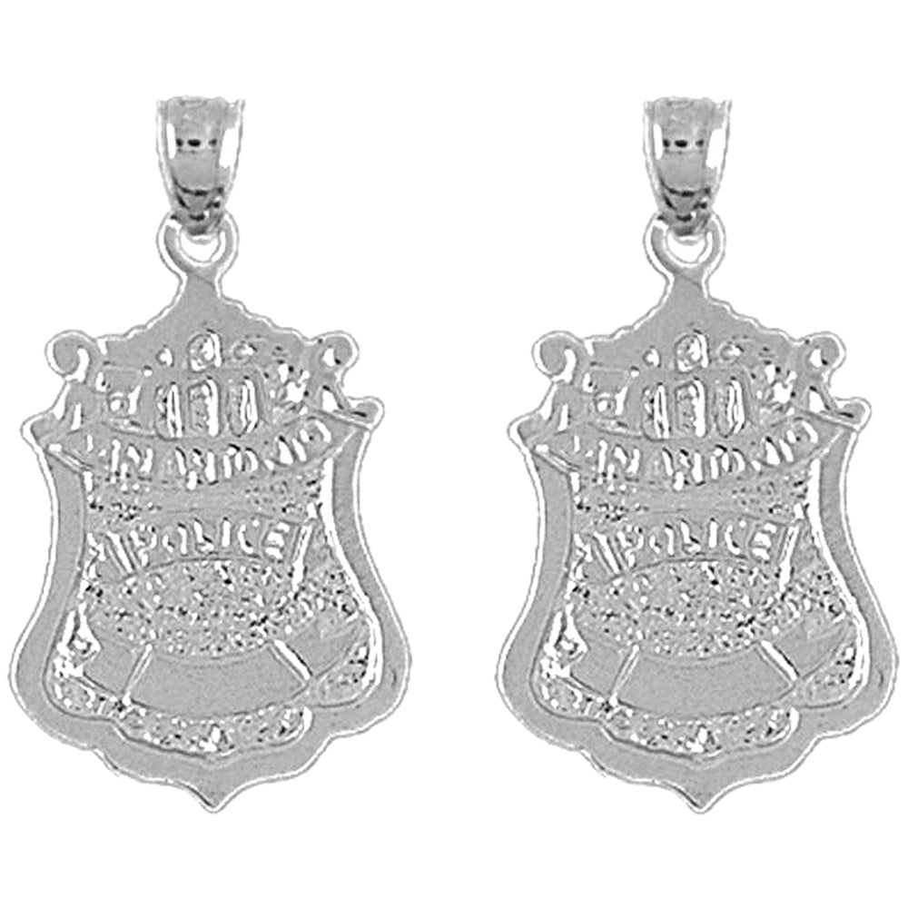 Sterling Silver 26mm San Antonio Police Earrings