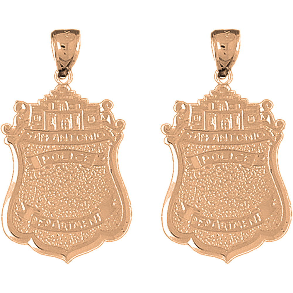 14K or 18K Gold 38mm San Antonio Police Earrings
