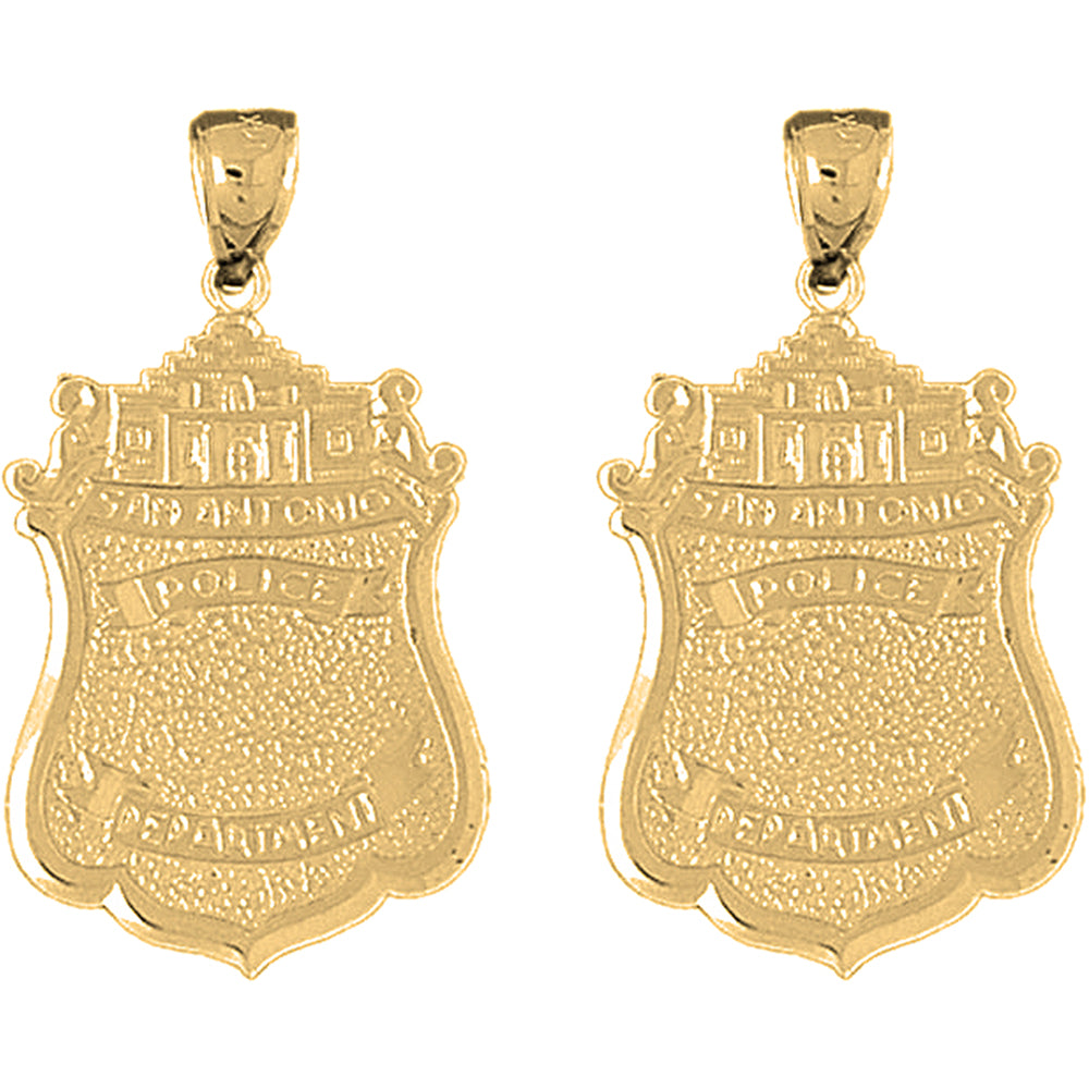 14K or 18K Gold 38mm San Antonio Police Earrings