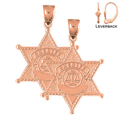 14K or 18K Gold Sheriff Badge Earrings