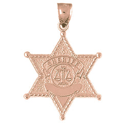 10K, 14K or 18K Gold Sheriff Badge Pendant