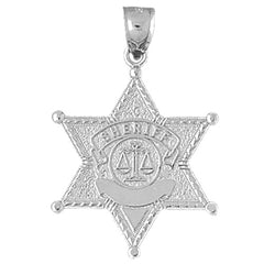 10K, 14K or 18K Gold Sheriff Badge Pendant