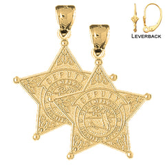 Sterling Silver 32mm State Of Florida Sheriff's Dept. Earrings (White or Yellow Gold Plated)