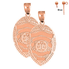 14K or 18K Gold Scales of Justice Badge Earrings