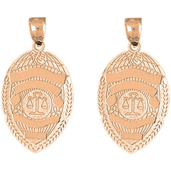14K or 18K Gold 35mm Scales of Justice Badge Earrings