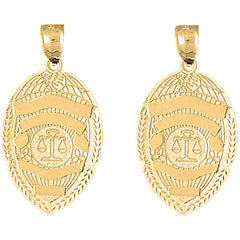 Yellow Gold-plated Silver 35mm Scales of Justice Badge Earrings