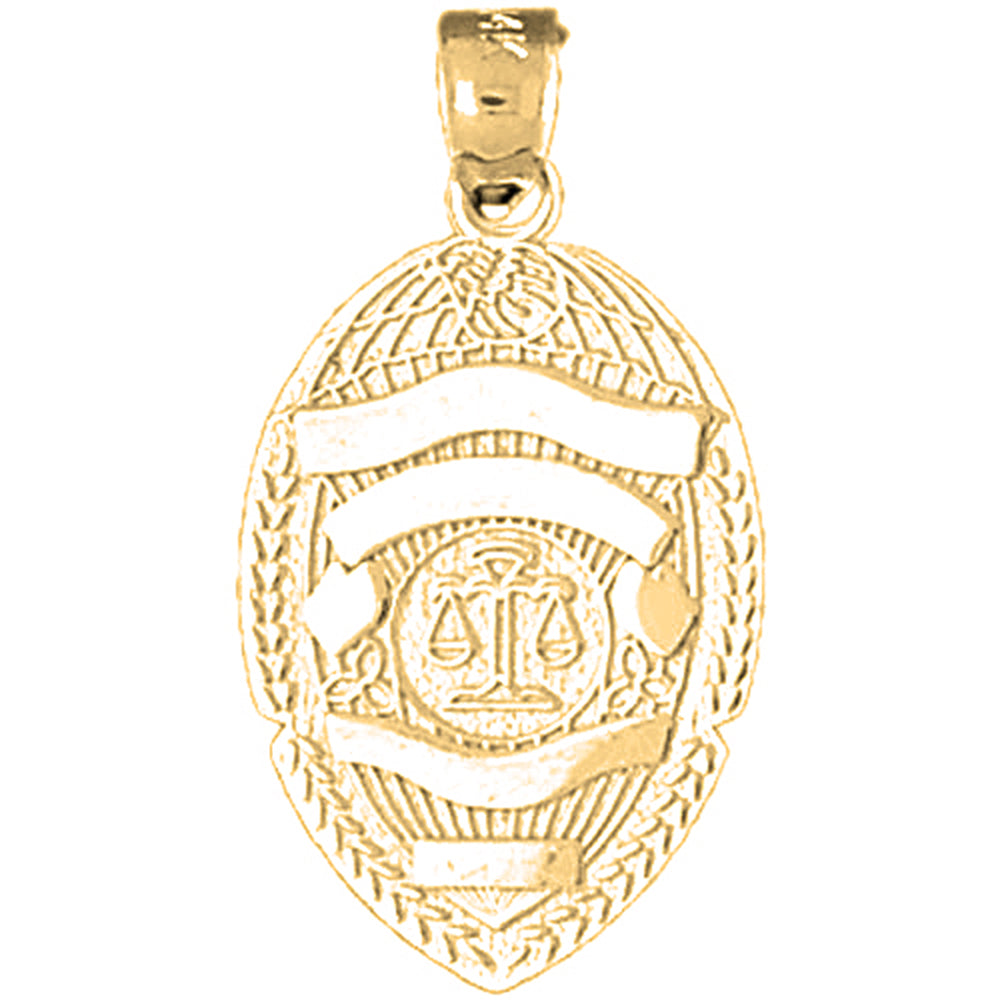 10K, 14K or 18K Gold Scales of Justice Badge Pendant