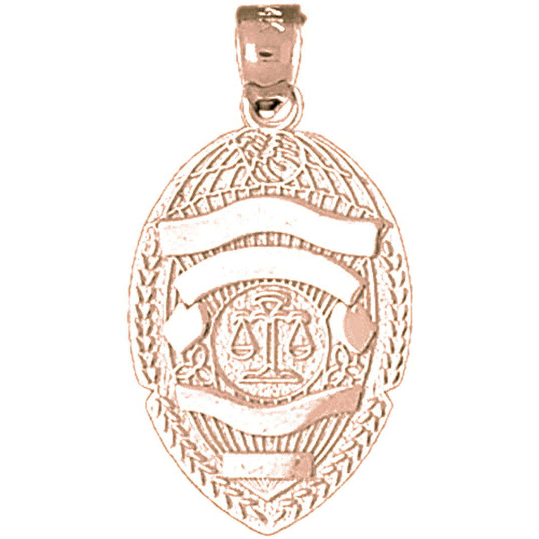 10K, 14K or 18K Gold Scales of Justice Badge Pendant