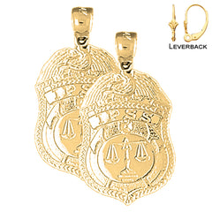 Pendientes con insignia de la Balanza de la Justicia IPSS de oro de 14 quilates o 18 quilates