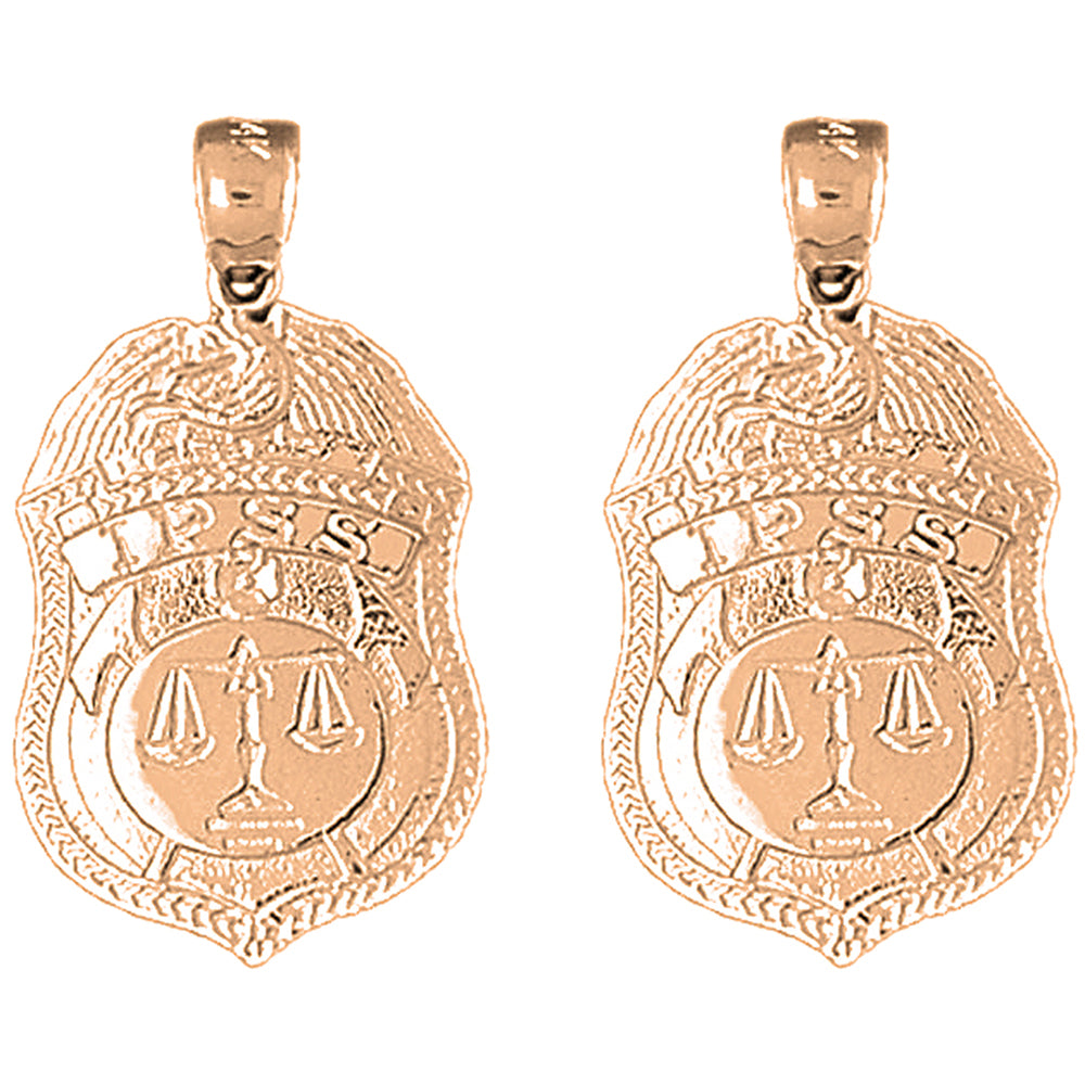 14K or 18K Gold 29mm IPSS Scales of Justice Badge Earrings