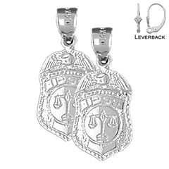 24 mm große Ohrringe aus Sterlingsilber mit dem IPSS-Abzeichen „Waage der Gerechtigkeit“ (weiß- oder gelbvergoldet)