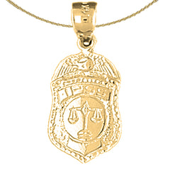 14K or 18K Gold IPSS Scales of Justice Badge Pendant