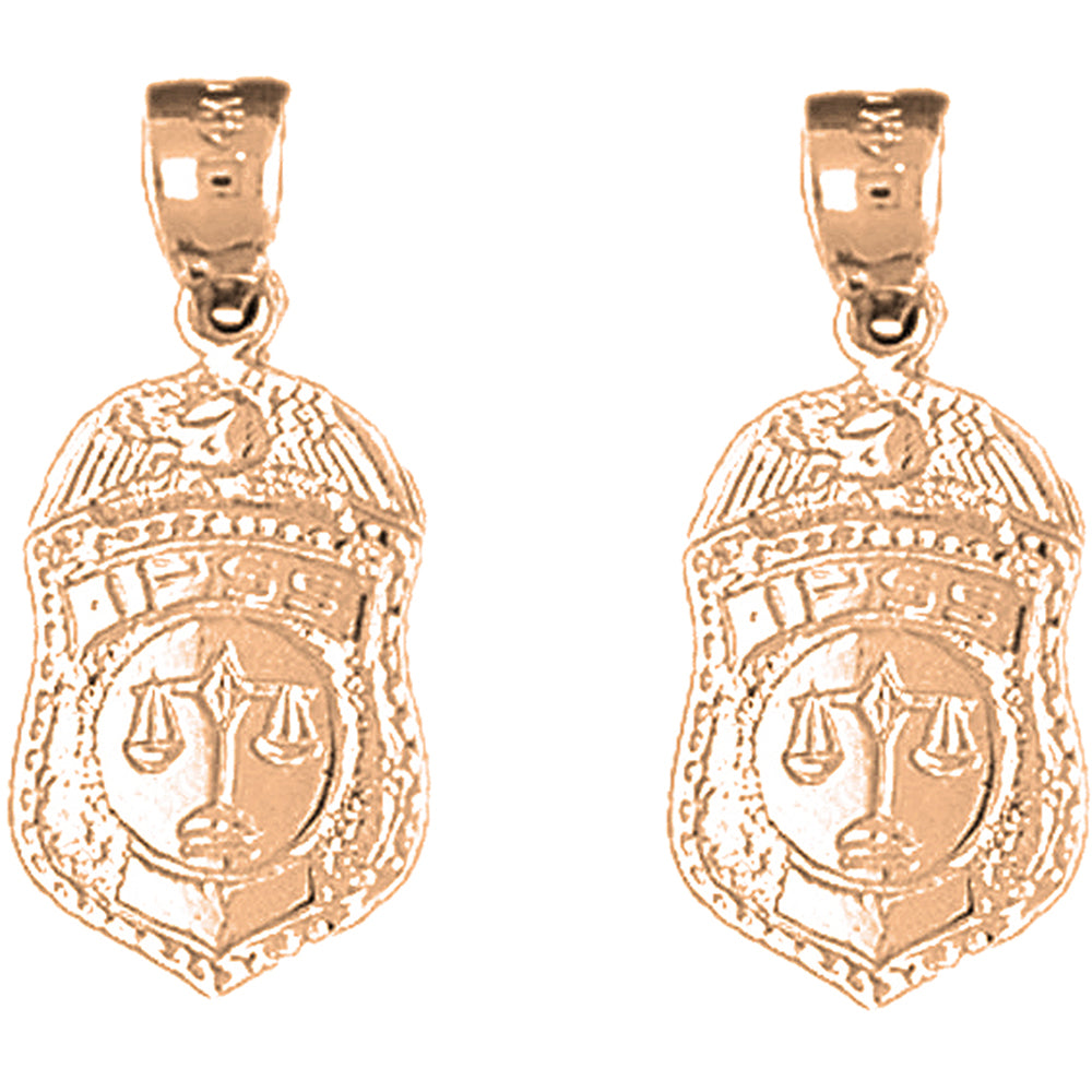 14K or 18K Gold 24mm IPSS Scales of Justice Badge Earrings