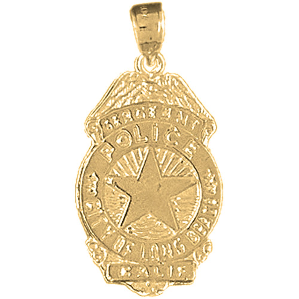 10K, 14K or 18K Gold Long Beach Police Pendant