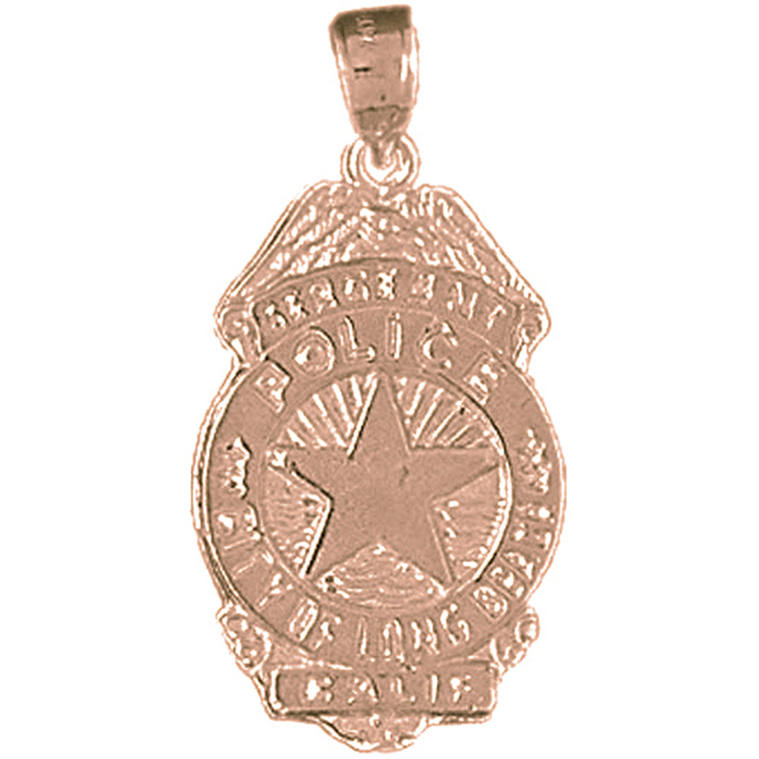 10K, 14K or 18K Gold Long Beach Police Pendant