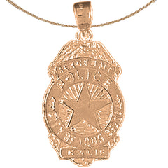 10K, 14K or 18K Gold Long Beach Police Pendant
