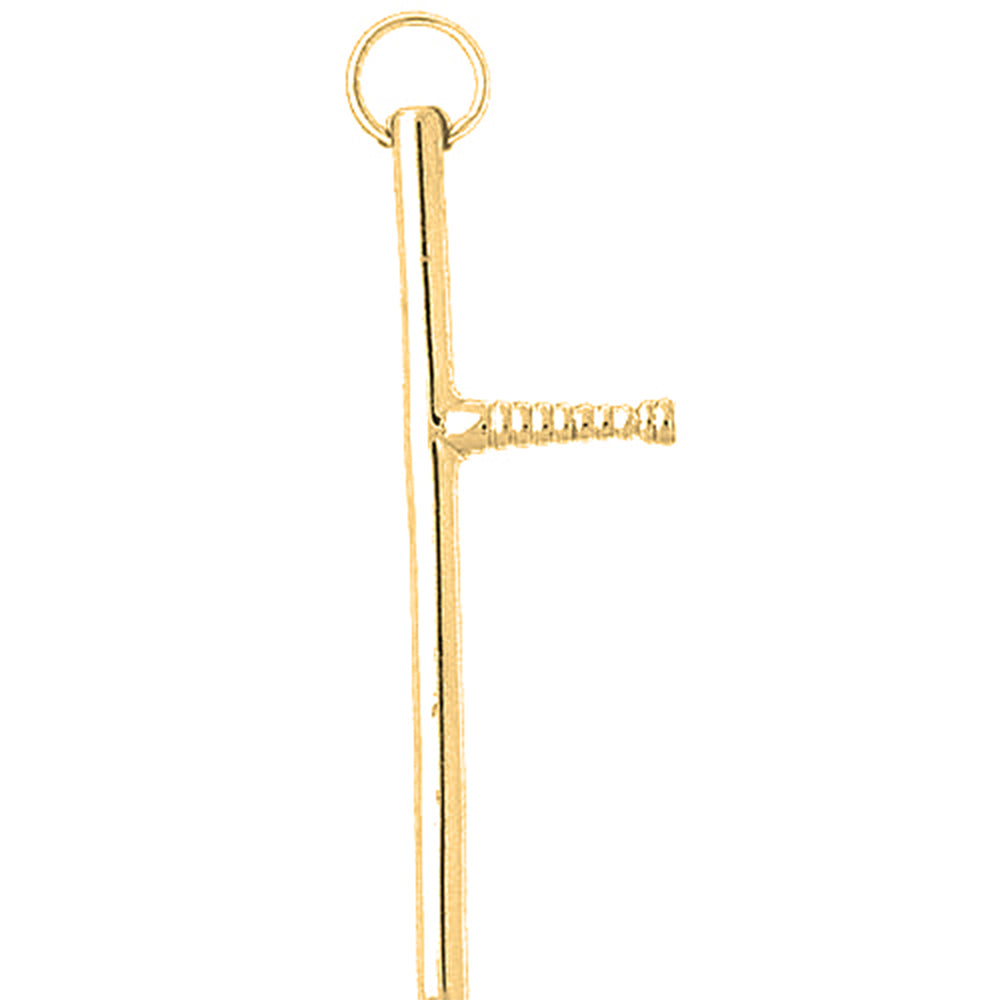 10K, 14K or 18K Gold 3D Baton Pendant