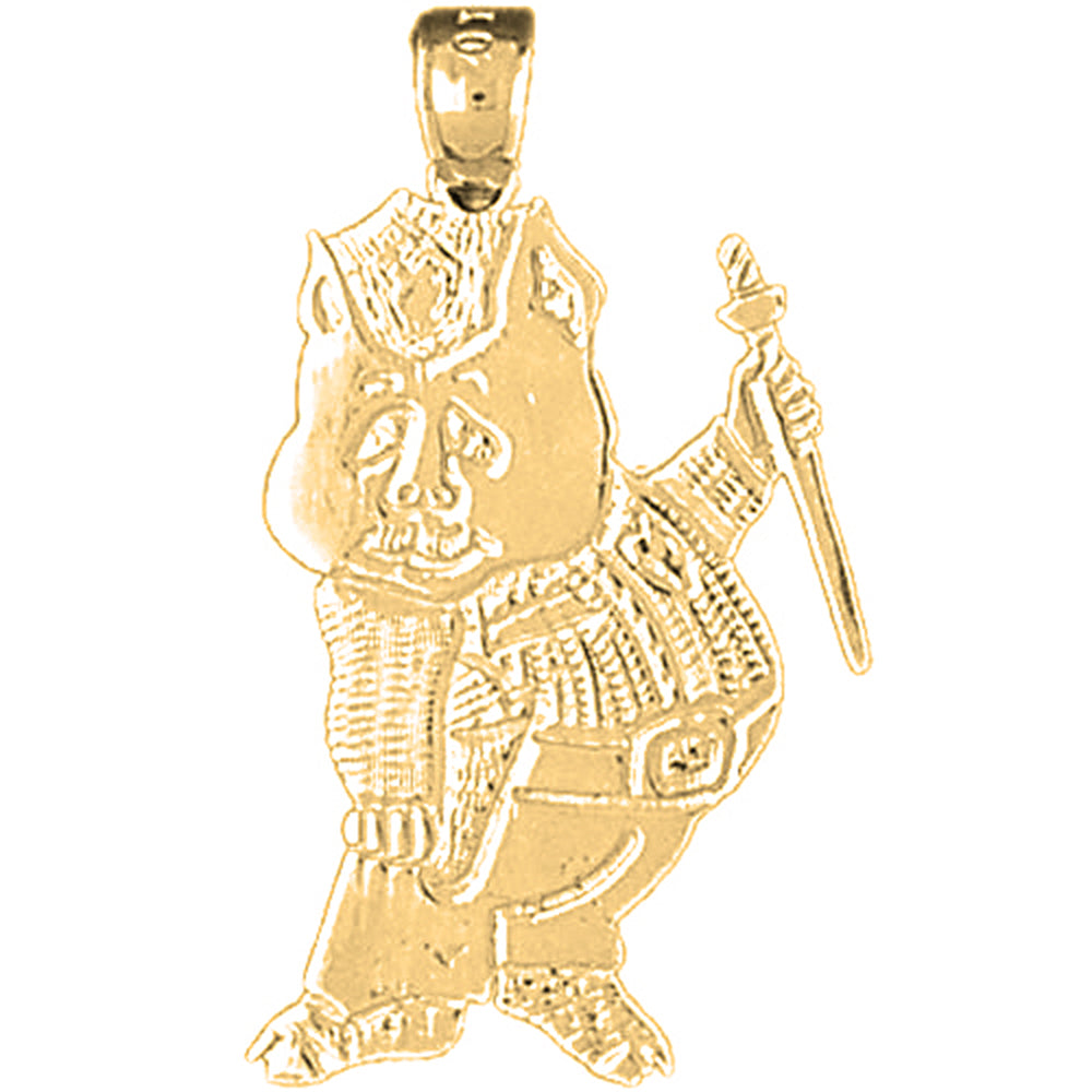 10K, 14K or 18K Gold Officer Pig Pendant