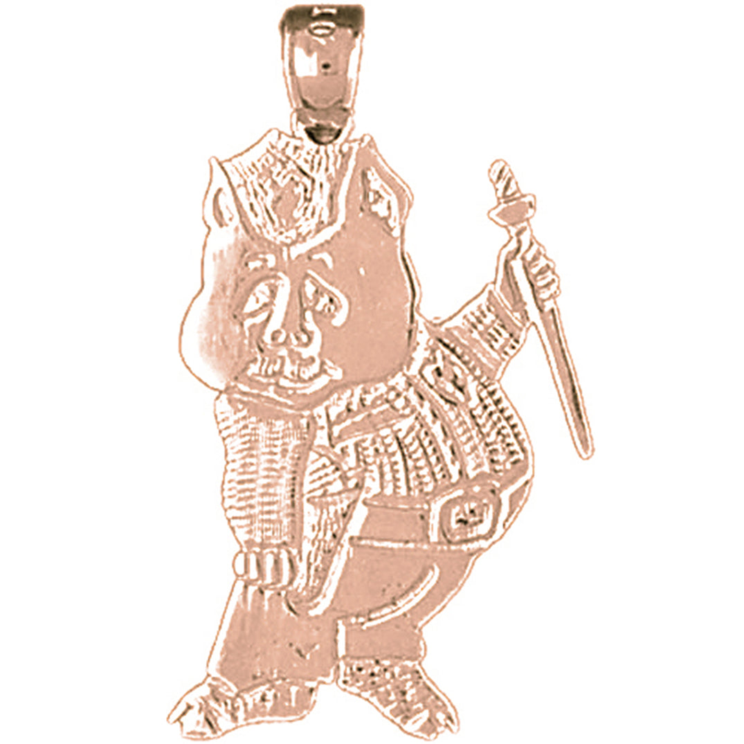 10K, 14K or 18K Gold Officer Pig Pendant