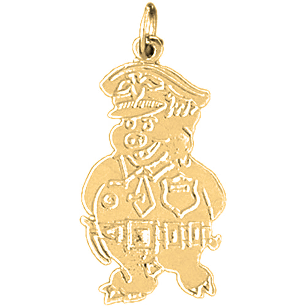 14K or 18K Gold Officer Pig Pendant