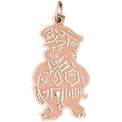 14K or 18K Gold Officer Pig Pendant