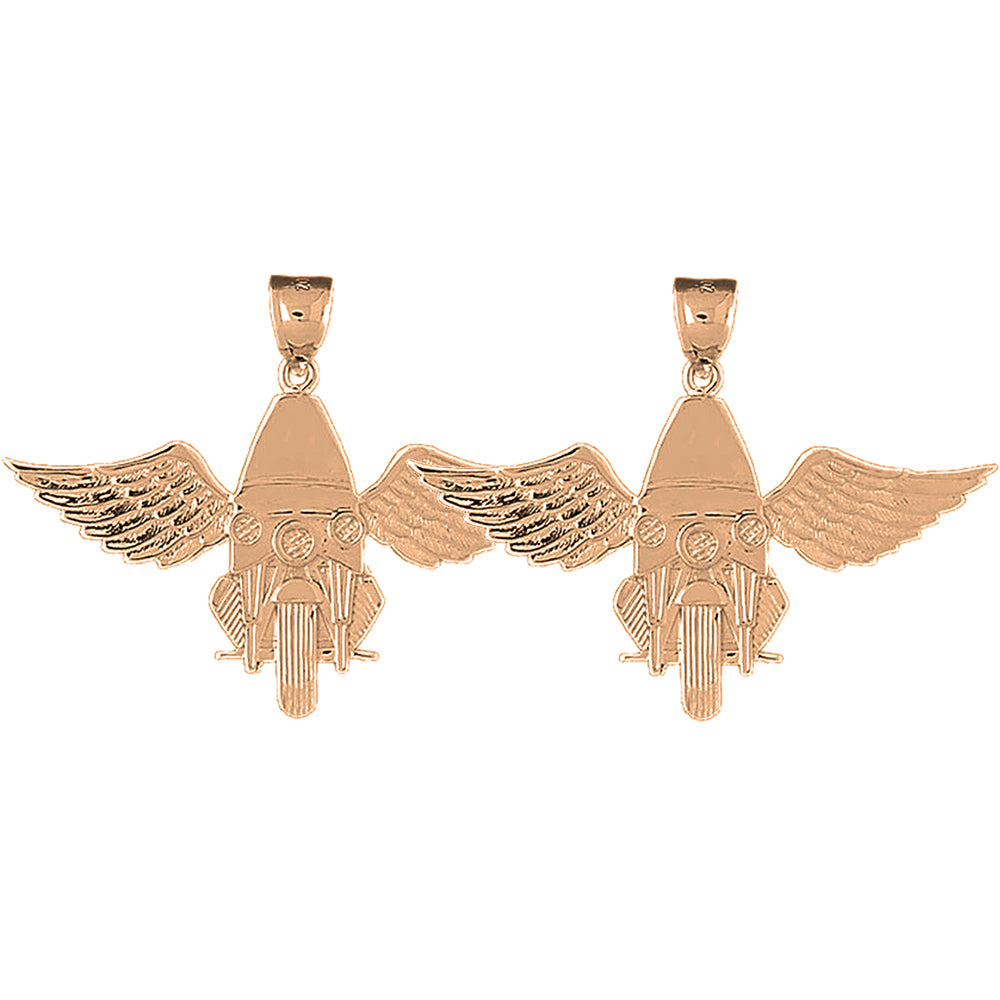 14K or 18K Gold 36mm Motorcycle Officer With Wings Earrings