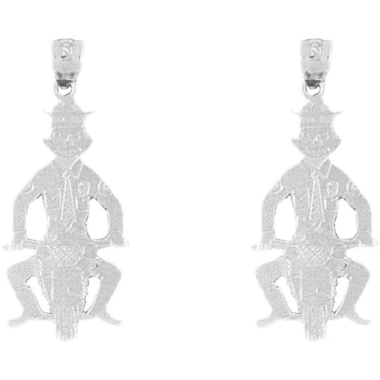 Sterling Silver 33mm Motorcycle Officer Pig Earrings