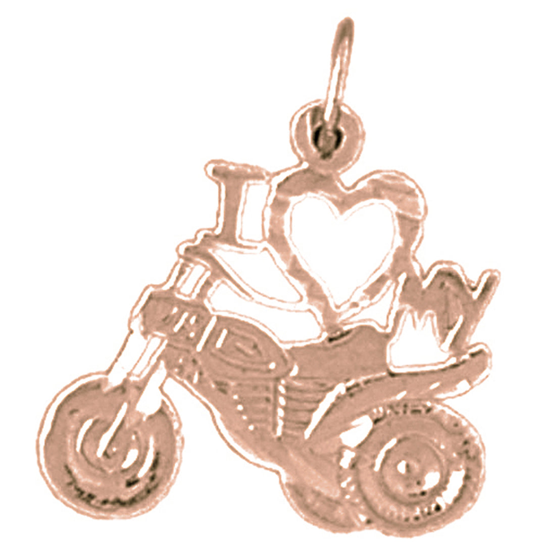 14K or 18K Gold I Love My Motorcycle Officer Pendant