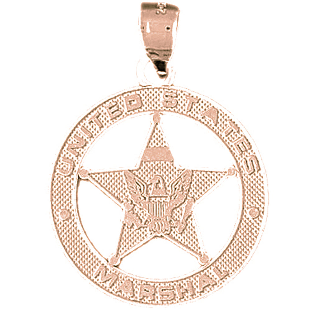 10K, 14K or 18K Gold United States Marshall Pendant