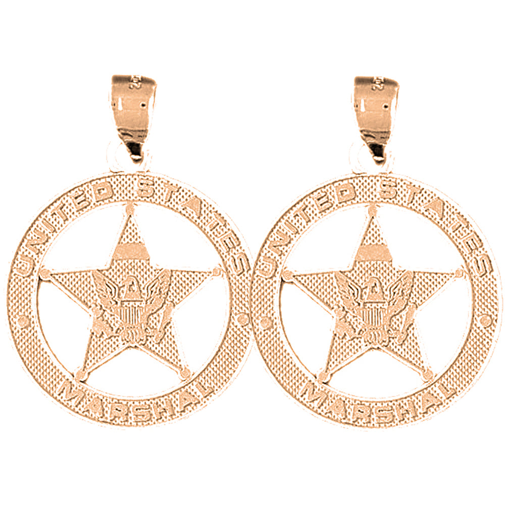 14K or 18K Gold 33mm United States Marshall Earrings