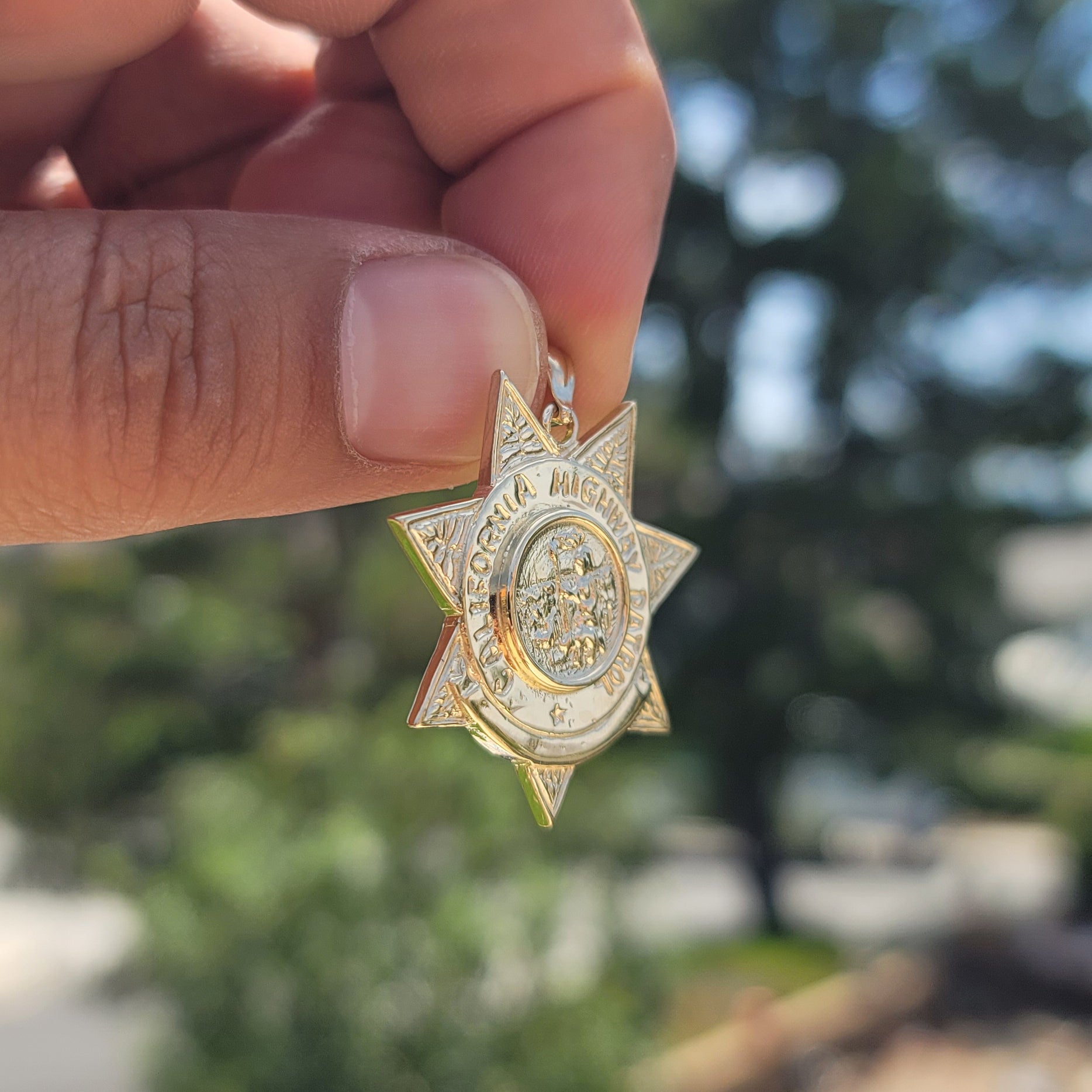 10K, 14K or 18K Gold Police Officer Badge Pendant