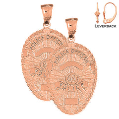 14K or 18K Gold Police Officer Badge Earrings