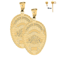 14K or 18K Gold Police Officer Badge Earrings