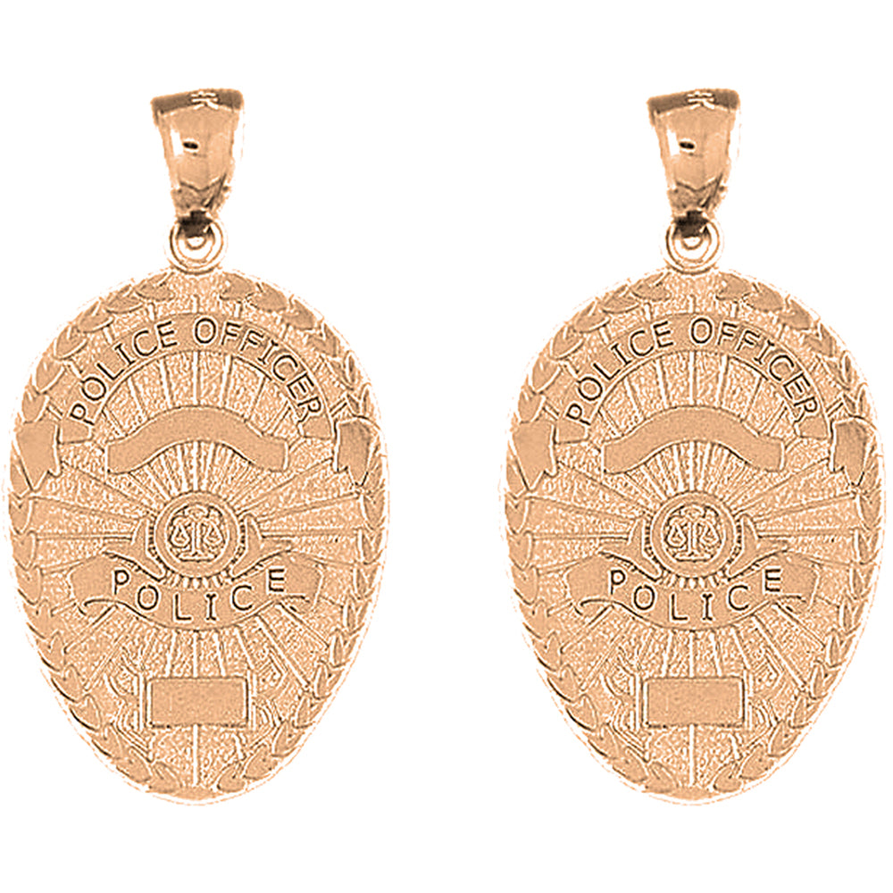 14K or 18K Gold 36mm Police Officer Badge Earrings