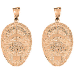14K or 18K Gold 36mm Police Officer Badge Earrings