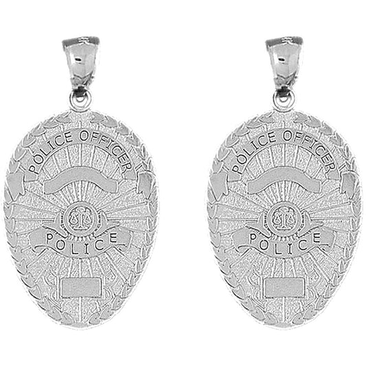 Sterling Silver 36mm Police Officer Badge Earrings
