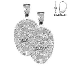 Sterling Silver 25mm Police Officer Badge Earrings (White or Yellow Gold Plated)