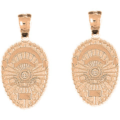 14K or 18K Gold 25mm Police Officer Badge Earrings