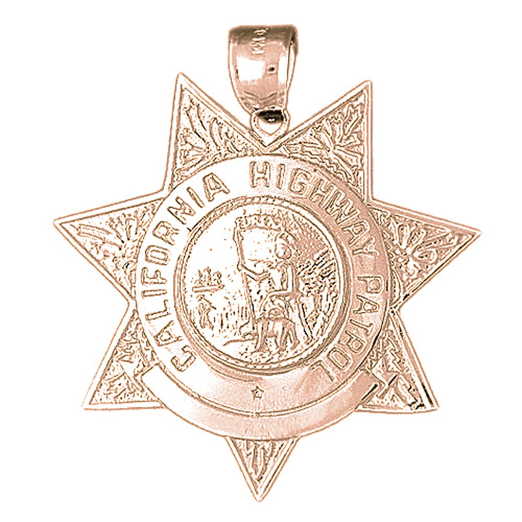 10K, 14K or 18K Gold California Highway Patrol Pendant