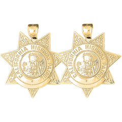 14K or 18K Gold 40mm California Highway Patrol Earrings