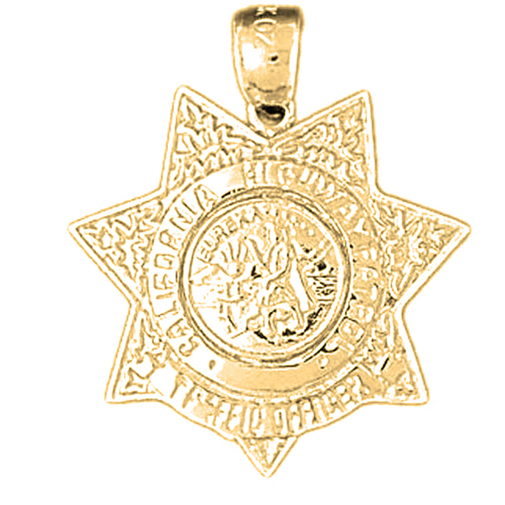 10K, 14K or 18K Gold California Highway Patrol Pendant