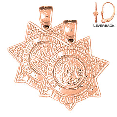 Pendientes de la Patrulla de Carreteras de California de oro de 14 quilates o 18 quilates